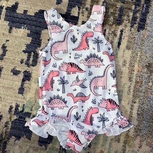 Swimsuit one piece pink dinosaur